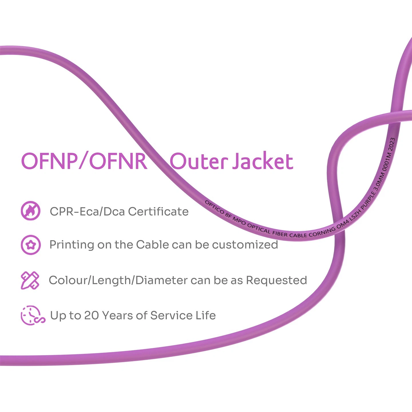 8 Fibers MPO Fanout Cable